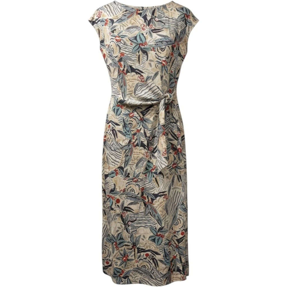 Lauren Ralph Lauren Tie Front Boatneck Midi Dress Cotton Blend Women S
